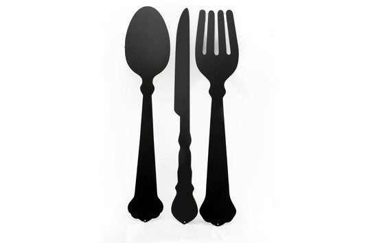 Black Three Piece Cutlery Wall Chalkboards 122cm -  - Just £22.99! Shop now at PJF stores LTD