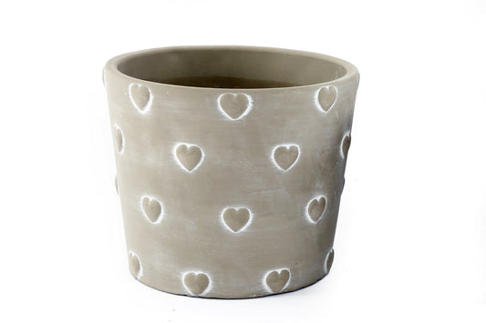 Grey Stone Hearts Planter Round Large -  - Just £14.99! Shop now at PJF stores LTD