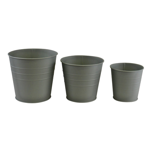 Set of 3 Round Metal Planters, Green -  - Just £19.99! Shop now at PJF stores LTD