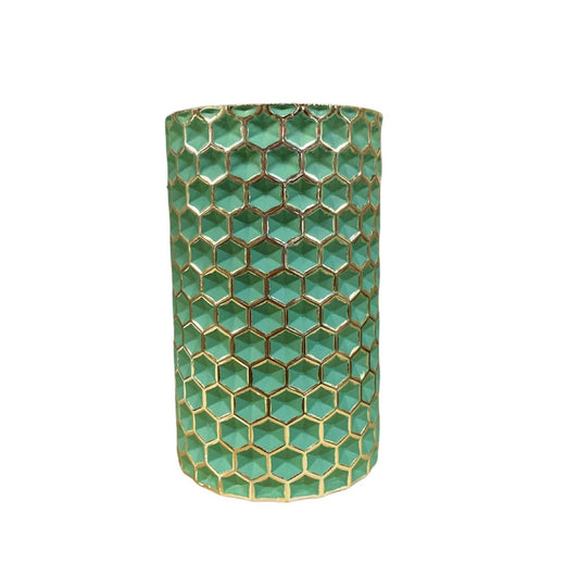 Honeycomb Vase Green -  - Just £21.99! Shop now at PJF stores LTD