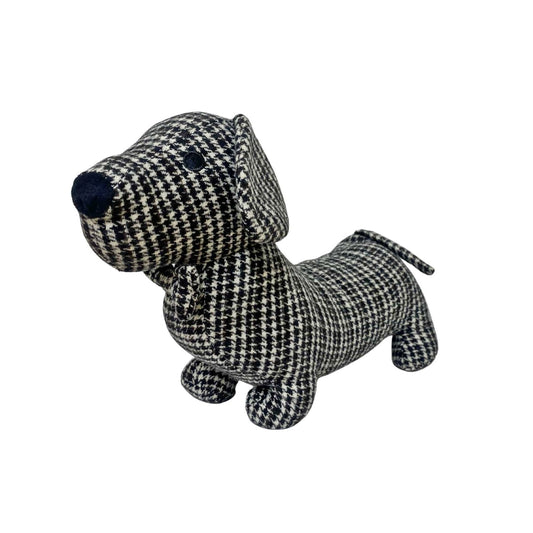 Grey Herringbone Fabric Sausage Dog Doorstop -  - Just £20.99! Shop now at PJF stores LTD