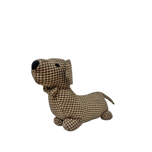 Brown Herringbone Fabric Sausage Dog Doorstop -  - Just £17! Shop now at PJF stores LTD