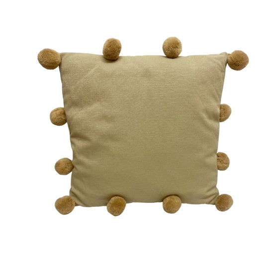 Beige Square Pompom Cushion -  - Just £28.99! Shop now at PJF stores LTD