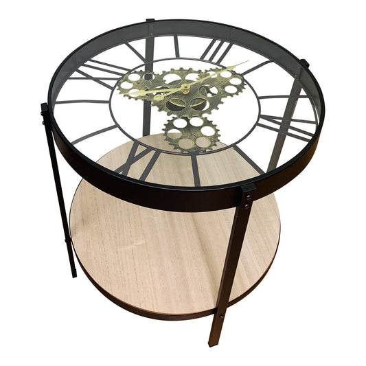 Black Metal Glass Topped Clock Table -  - Just £135.99! Shop now at PJF stores LTD