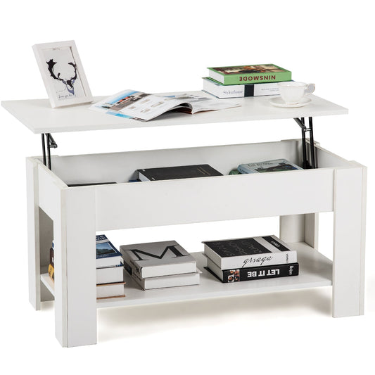 Lift up Top Coffee Table with storage and shelf living room(White) - Tables - Just £100.50! Shop now at PJF stores LTD