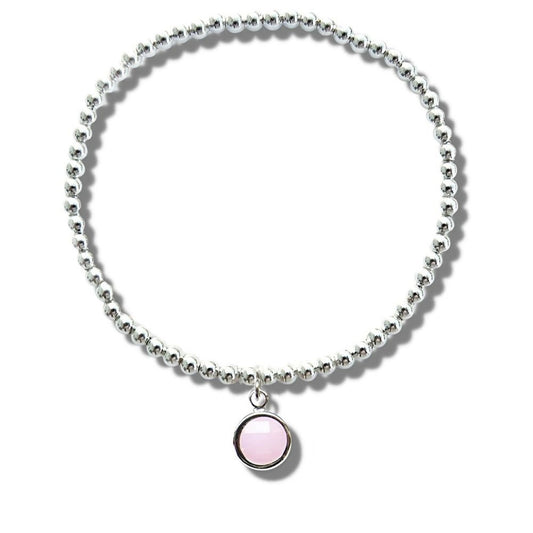 October Birthstone Beaded Bracelet - pale pink -  - Just £13.99! Shop now at PJF stores LTD