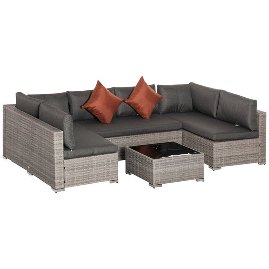 Outsunny Four-Piece Half-Square Rattan Sofa Set - Mixed Grey -  - Just £439.99! Shop now at PJF stores LTD