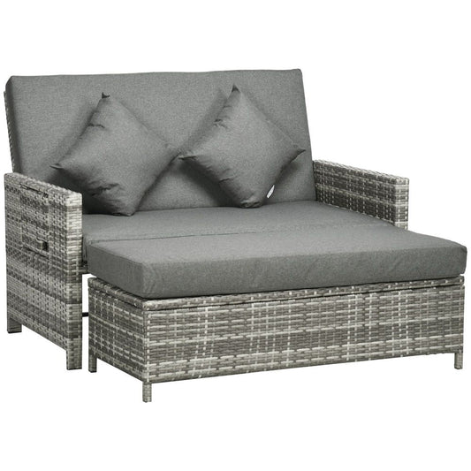 Outsunny Garden Rattan Furniture Set 2 Seater Daybed -  - Just £334.99! Shop now at PJF stores LTD