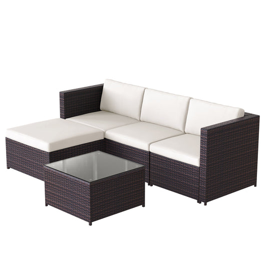 Rattan Corner Sofa Furniture Patio Set  (Brown) - Patio Furniture Sets - Just £359! Shop now at PJF stores LTD