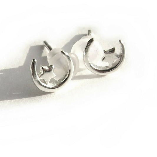 Sterling Silver Moon & Star Earrings -  - Just £13.99! Shop now at PJF stores LTD