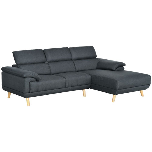 HOMCOM Corner Sofas for Living Room L Shaped Sofa with Adjustable Headrest Grey -  - Just £479.99! Shop now at PJF stores LTD