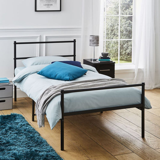 Extra Strong Single Metal Bed Frame In Black - Improved -  - Just £54.99! Shop now at PJF stores LTD