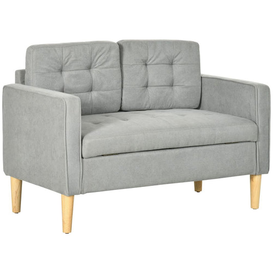 Modern 2 Seater Sofa with Storage Compact Loveseat Sofa for Living Room Grey -  - Just £199.99! Shop now at PJF stores LTD