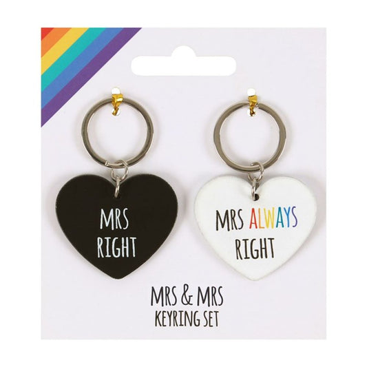 Mrs and Mrs Right Keyring Set -  - Just £11.42! Shop now at PJF stores LTD