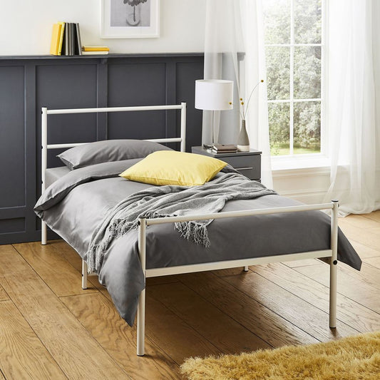 Extra Strong Single Metal Bed Frame In White - Improved -  - Just £52.99! Shop now at PJF stores LTD